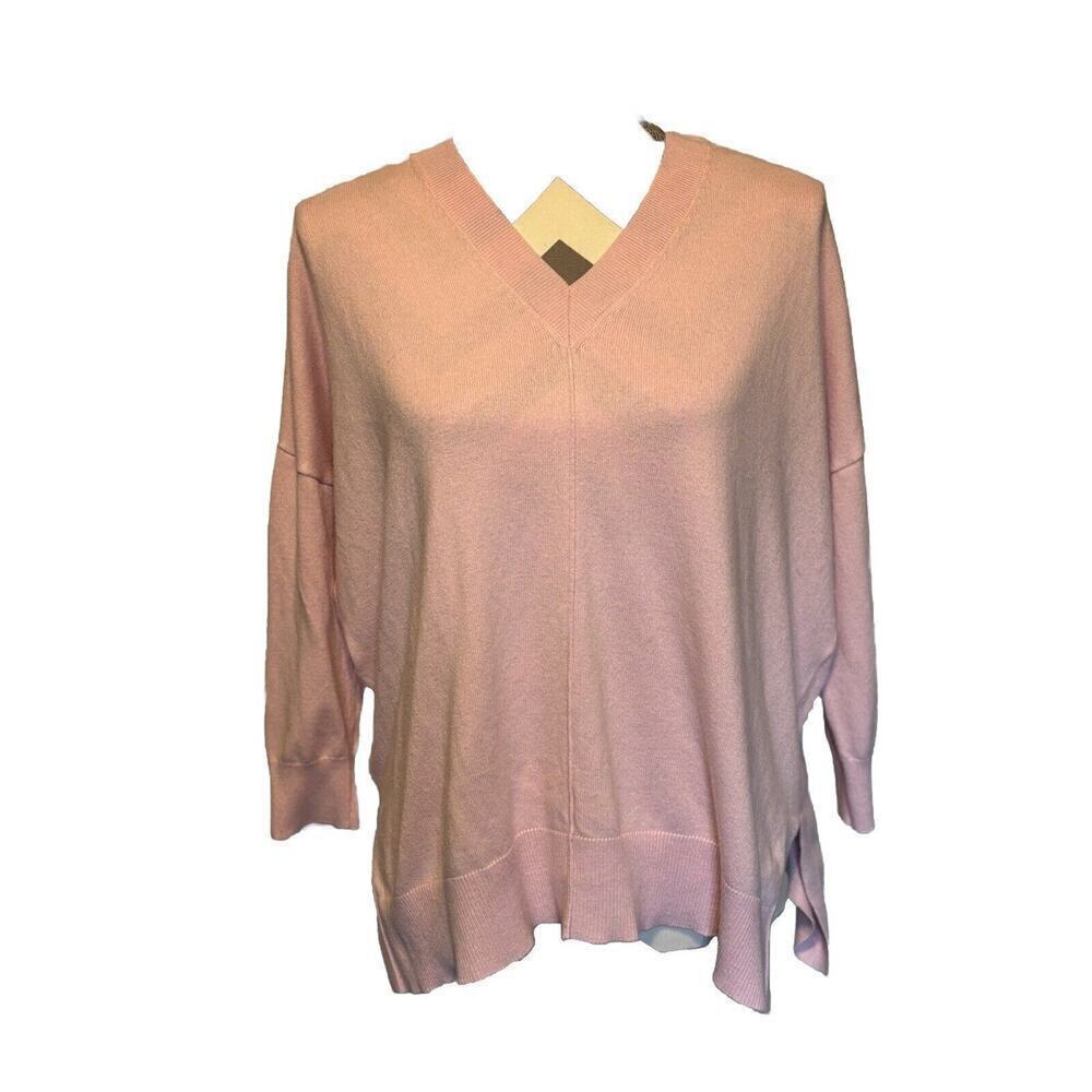Light Pink Ann Taylor V-Neck Pullover Sweater Size Viscose Blend Soft